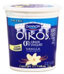 Dannon Oikos fat free greek yogurt vanilla Center Front Picture
