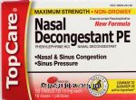 Top Care Nasal Decongestant PE maximum strength nasal decongestant, non-drowsy, 10 mg tablets Center Front Picture