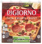 Digiorno Thin Crispy Crust supreme pizza with sausage, pepperoni, green peppers, red peppers & onions Center Front Picture