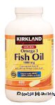 Kirkland Signature  Omega 3 Fish Oil dietary supplement, 1000 mg, softgels Center Front Picture