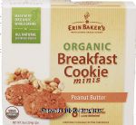 Erin Baker's&nbsp;Organic Breakfast Cookie Minis&nbsp;peanut butter, 8 chewy, soft oatmeal cookies with no trans fat and no cholesterol Center Front Picture