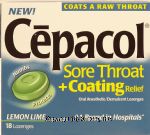 Cepacol&nbsp;&nbsp;sore throat + coating relief, lemon lime, lozenges Center Front Picture