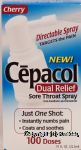 Cepacol&nbsp;Dual Relief&nbsp;sore throat spray, oral anesthetic and demulcent, 100 doses, cherry flavor Center Front Picture