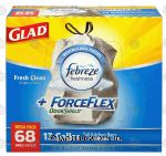 Glad&nbsp;ForceFlex&nbsp;13 gallon tall kitchen bags with febreze freshness, fresh clean scent Center Front Picture