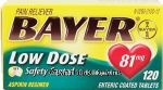 Bayer&nbsp;Low Dose&nbsp;genuine aspirin safety coated 81mg tablets Center Front Picture