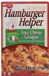 Betty Crocker&nbsp;Hamburger Helper&nbsp;four cheese lasagna: pasta sauce mix and cheese topping mix makes 5 1-cup servings Center Front Picture