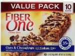 Fiber One&nbsp;&nbsp;oats & chocolate chewy bars, whole oats & chocolate chips drizzled with flavored chocolate, 10-bars Center Front Picture