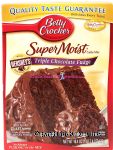 Betty Crocker&nbsp;Super Moist&nbsp;triple chocolate fudge cake mix, made with dutch cocoa, semi sweet and milk chocolate chips Center Front Picture