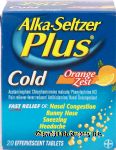 Alka Seltzer&nbsp;Plus&nbsp;cold medicine effervescent tablets orange zest flavor Center Front Picture