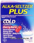 Alka Seltzer&nbsp;Plus&nbsp;cold medicine effervescent tablets cherry burst flavor Center Front Picture
