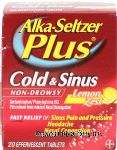 Alka Seltzer&nbsp;Plus&nbsp;cold & sinus medicine, non-drowsy, effervescent tablets, lemon zest flavor Center Front Picture