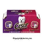 Cesar&nbsp;&nbsp;12 3.5 oz trays of dog food, 6 filet mignon flavor, 6 porterhouse steak flavor Center Front Picture