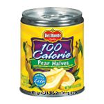 Del Monte&nbsp;100 Calorie Pear Halves&nbsp;Bartlett In Extra Light Syrup w/Pull-Top Lid Center Front Picture