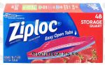 Ziploc  quart size storage bags, double zipper, quart size, easy open tabs, 7 in x 7-7/16 in Center Front Picture