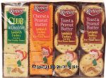 Keebler  variety pack sandwich crackers; club cheddar, cheese peanut butter, toast peanut butter, 8-packs Center Front Picture