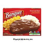 Banquet&nbsp;&nbsp;meat loaf with mashed potatoes and corn Center Front Picture