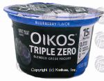 Dannon Oikos blueberry blended greek yogurt, cup Center Front Picture