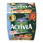 Activia&nbsp;Activia Light Fat Free Yogurt&nbsp;Strawberry-Banana & Peach 4 Oz Center Front Picture