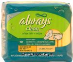 Always&nbsp;clean&nbsp;ultra thin pad + wipe, overnight, flexi-wings Center Front Picture