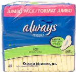 Always&nbsp;maxi&nbsp;pads, super long, flexi-wings, leadGuard Center Front Picture