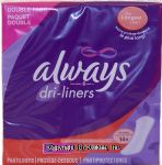 Always&nbsp;dri-liners&nbsp;unscented pantiliners, maximum protection, double pack Center Front Picture