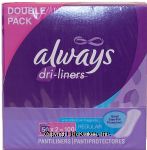 Always&nbsp;dri-liners&nbsp;pantiliners, regular, double pack Center Front Picture