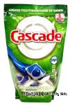 Cascade&nbsp;2 In 1 Action Packs&nbsp;concentrated dishwasher detergent packets 20 packs Center Front Picture