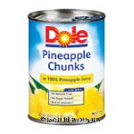 Dole Canned Fruit Pineapple Chunks In 100% Pineapple Juice Center Front Picture
