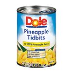 Dole Canned Fruit Pineapple Tidbits In 100% Pineapple Juice Center Front Picture