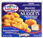Bell & Evans Air Chilled uncooked breaded chicken breast nuggets, raised without antibiotics Center Front Picture