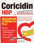 Coricidin&nbsp;&nbsp;relieves runny nose, fever, cough, body aches, pains & headaches for people with high blood pressure Center Front Picture