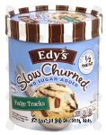 Edy's Slow Churned fudge tracks; vanilla ice cream w/fudge and peanut butter cups, no sugar added Center Front Picture