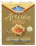 Blue Diamond Artisan nut-thins; almonds, crackers crafted with brown rice, almonds & sesame seeds, wheat & gluten free Center Front Picture