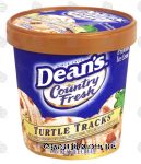 Dean's&nbsp;Country Fresh&nbsp;turtle tracks; vanilla ice cream swirled w/caramel, chocolate caramel turtles and pecan pieces Center Front Picture
