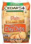 Cedar's All Natural plain baked pita chips Center Front Picture