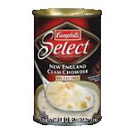 Campbell's&nbsp;Select&nbsp;new england clam chowder 98% fat free made with real clam broth ready to serve soup Center Front Picture