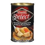 Campbell's&nbsp;Select&nbsp;roasted chicken with rotini & penne pasta ready to serve soup made with only roasted white meat Center Front Picture