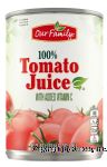Our Family  tomato juice, 100% juice Center Front Picture
