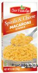 Our Family  spirals & cheese dinner Center Front Picture