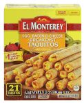 El Monterey&nbsp;&nbsp;egg, bacon & cheese breakfast taquitos, real eggs, flour tortillas, 21 taquitos Center Front Picture