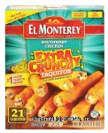 El Monterey&nbsp;Extra Crunchy&nbsp;southwest chicken taquitos in a crispy seasoned shell, three cheeses, 21 taquitos Center Front Picture