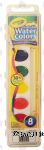 Crayola&nbsp;&nbsp;washable water colors, 8 colors and 1 natural hair brush, plastic flip top Center Front Picture