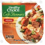Healthy Choice&nbsp;Cafe Steamers&nbsp;asian, beef teriyaki; beef strips with rice, carrots, broccoli & water chestnuts Center Front Picture