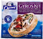 Opaa!&nbsp;Gyros Kit &nbsp;w/pocket pita bread, 3 whole pocket pita breads, 8 oz gyro slices, 4 oz cucumber sauce, makes 6 Center Front Picture