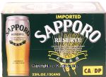 Sapporo Reserve imported all malt beer, 22-fl. oz. cans Center Front Picture