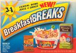 Breakfast Breaks&nbsp;&nbsp;lucky charms marshmallow cereal, minute maid apple juice, graham crackers breakfast kit Center Front Picture