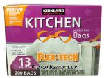 Kirkland Signature Flex-Tech kitchen drawstring trash bags, 13-gallon Center Front Picture