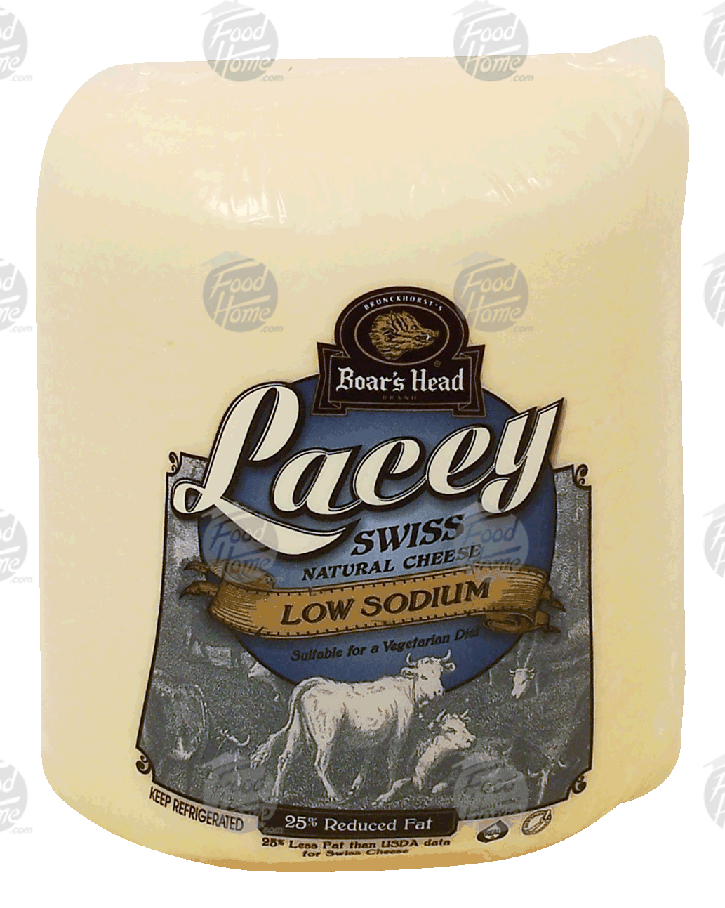 Product Infomation for Boar's Head Lacey swiss cheese, low sodium, 25