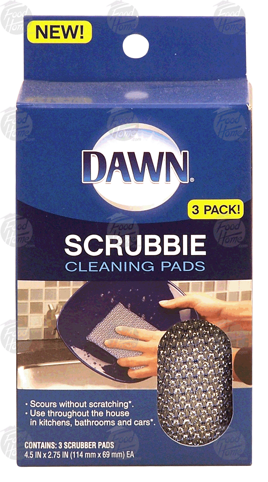 Product Infomation for Dawn scrubbie cleaning pads, scours without