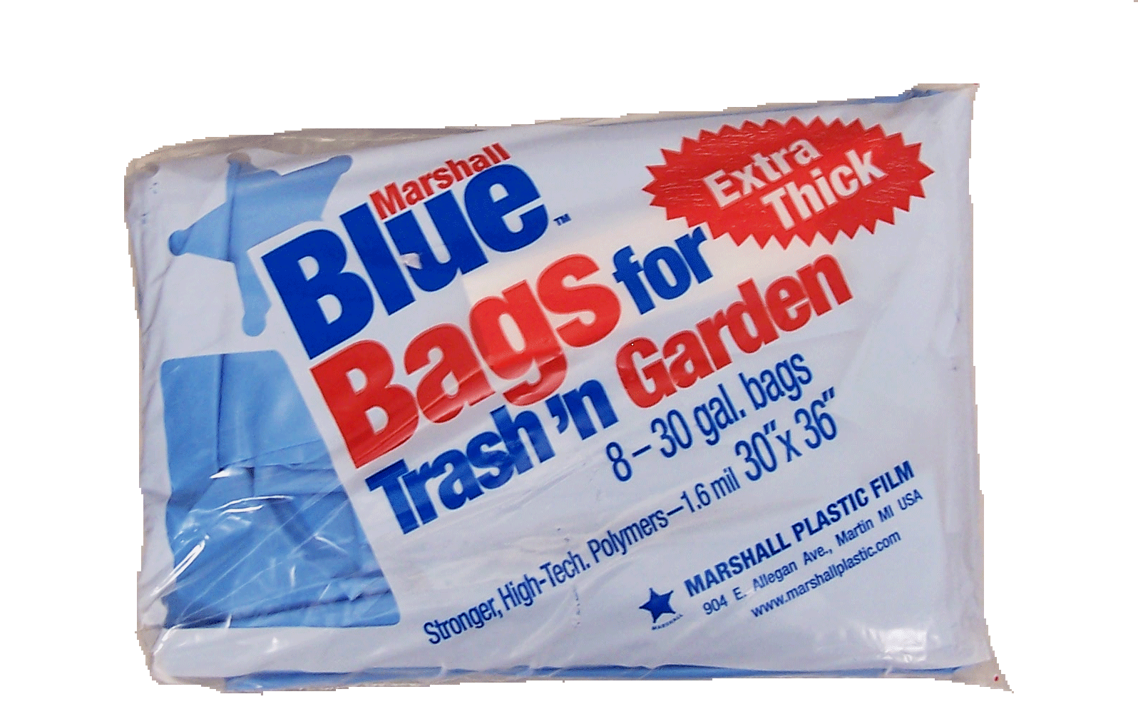 Product Infomation for Marshall blue bags for trash  'n garden, extra thick, 30 gallon bags, 1.6 mil 3421710001